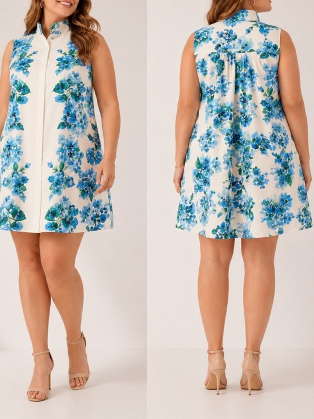 Tuckernuck Water's Edge Hydrangea Sleeveless Ivory Charlie Mini Dress